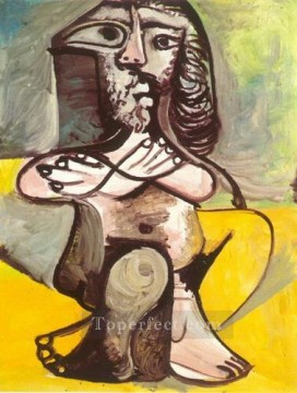 Homme nu assis 1971 Cubismo Pinturas al óleo